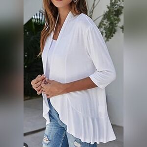 White Open Front Cardigan MED/NWT